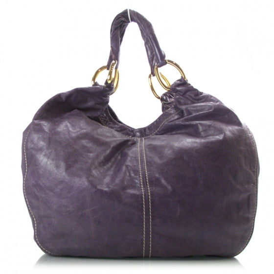 Vitello Leather Vintage Hobo Purple