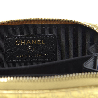 Chanel Metallic Calfskin Crocodile Embossed Cocodile Zip Coin Case Gold 6 of 8