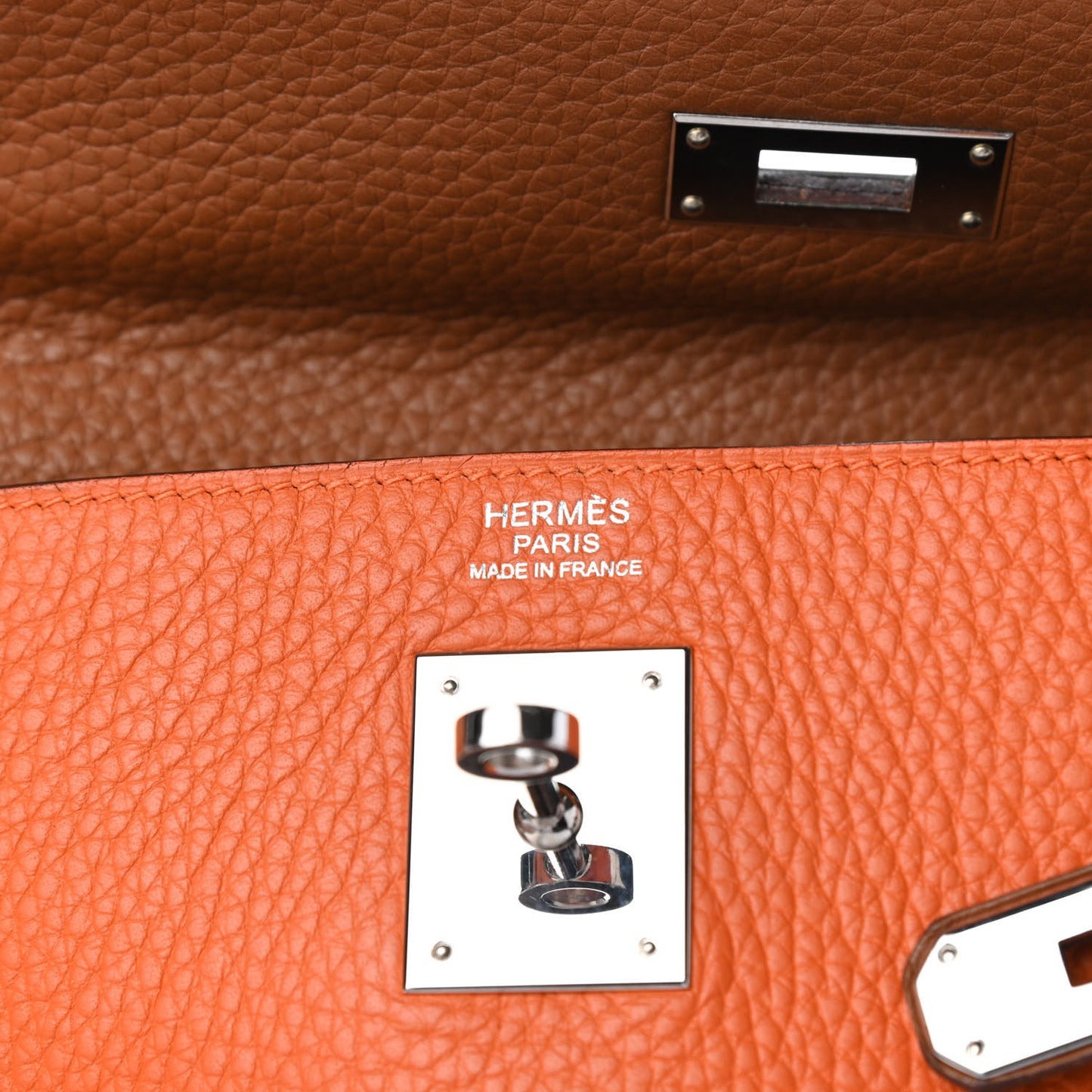 Taurillon Clemence Arlequin Kelly Retourne 32 Orange Sanguine Gold Bleu Lin Bleu Hydra Etain