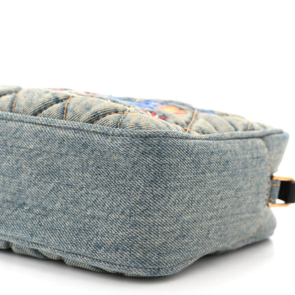 Saint Laurent Denim Matelasse Quilted Summer Embroidered Classic Monogram Camera Bag Blue 10 of 11