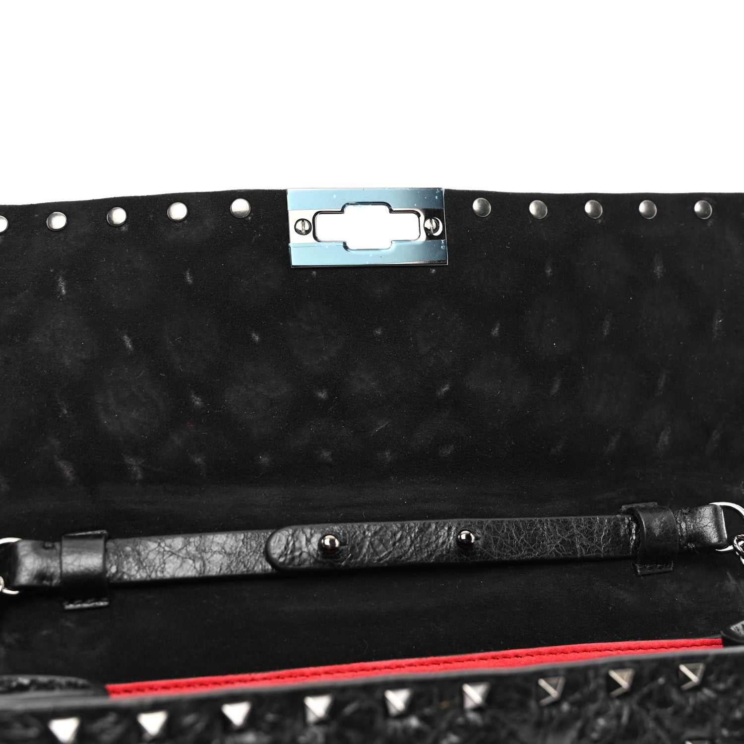 Valentino Garavani Craquele Nappa Rockstud Spike Wallet on Chain Black 12 of 13