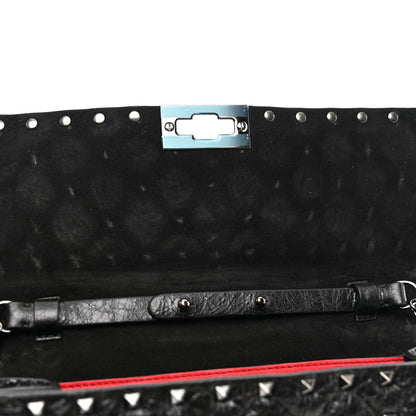 Valentino Garavani Craquele Nappa Rockstud Spike Wallet on Chain Black 12 of 13