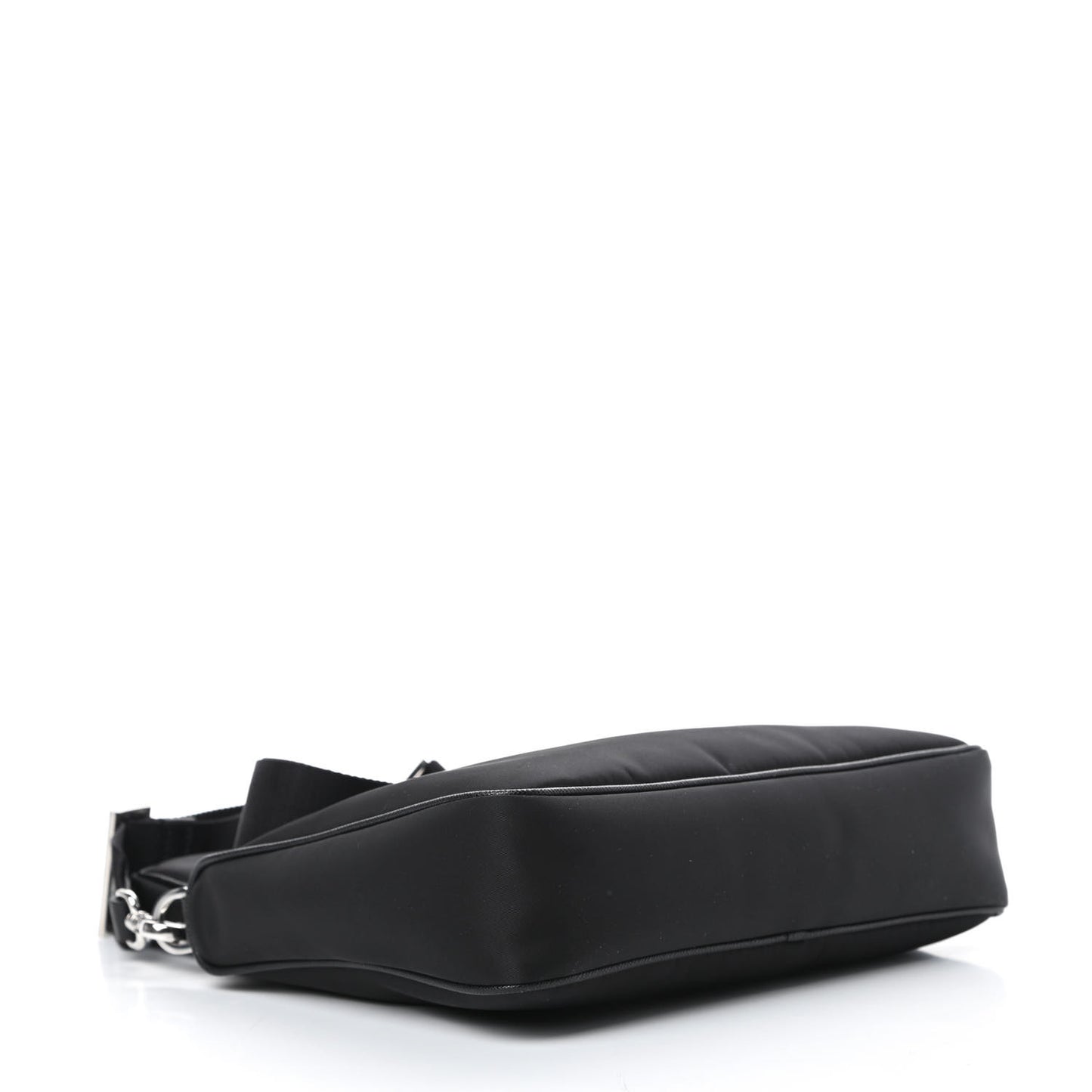 Tessuto Nylon Saffiano Rubber Triangle Logo Pocket Zippered Shoulder Bag Black