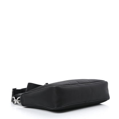 Prada Tessuto Nylon Saffiano Rubber Triangle Logo Pocket Zippered Shoulder Bag Black 4 of 11