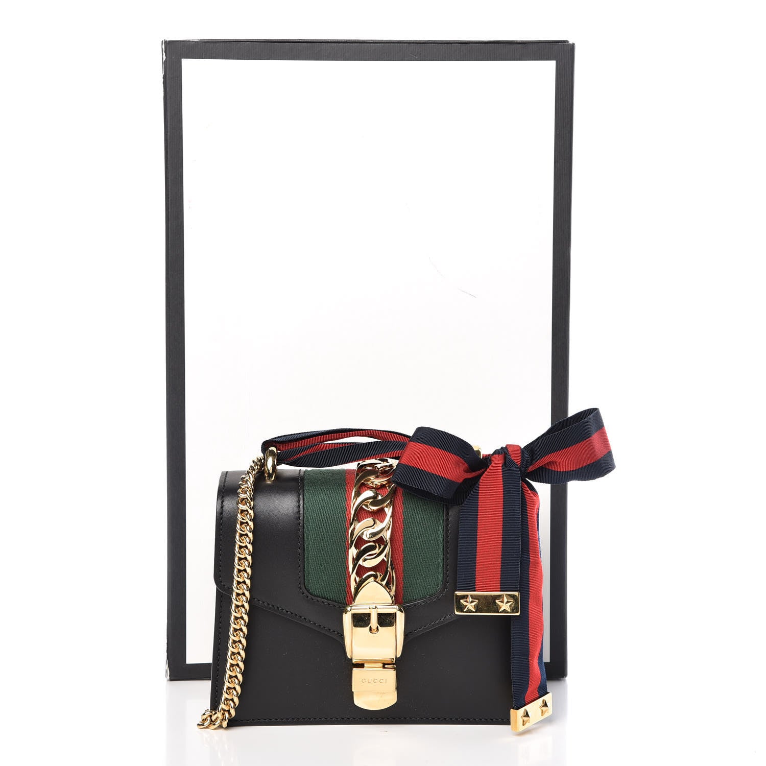Gucci Calfskin Mini Sylvie Chain Shoulder Bag Black 11 of 11