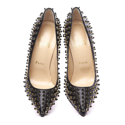 Christian Louboutin Kid Specchio Follies Cabo 120 Pumps 38 Black Gold 5 of 10