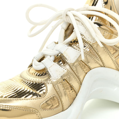 Louis Vuitton Metallic Calfskin Technical Nylon LV Archlight Sneakers 36.5 Gold White 17 of 24