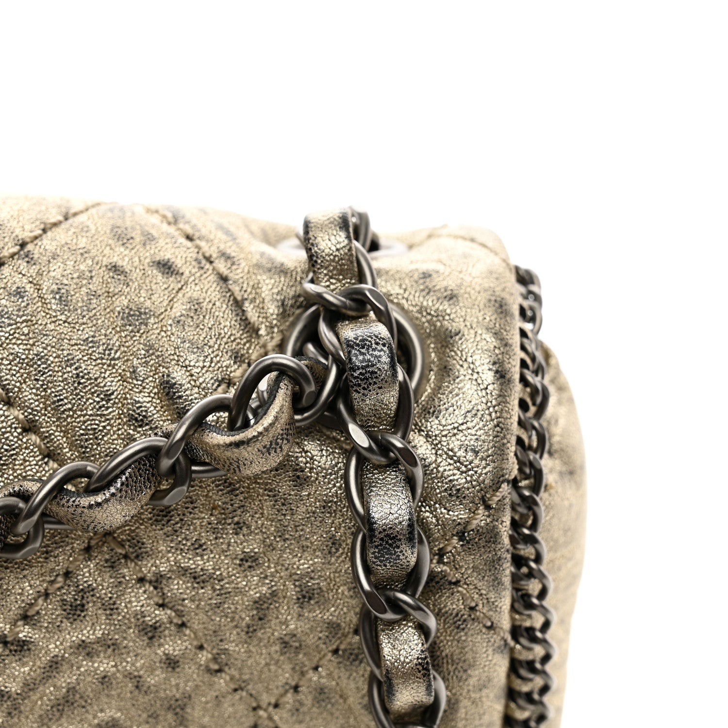 Chanel Distressed Lambskin Medium Leo Lion Flap Metallic 12 of 12