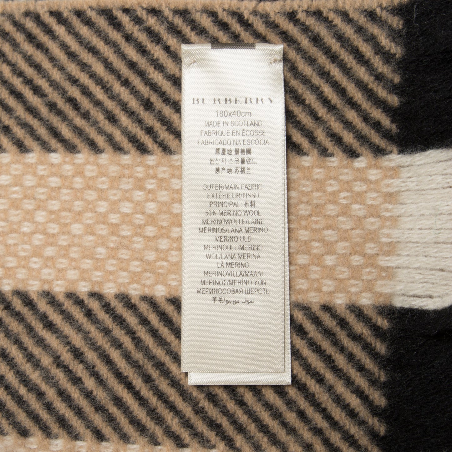 Merino Wool Giant Check Scarf Camel