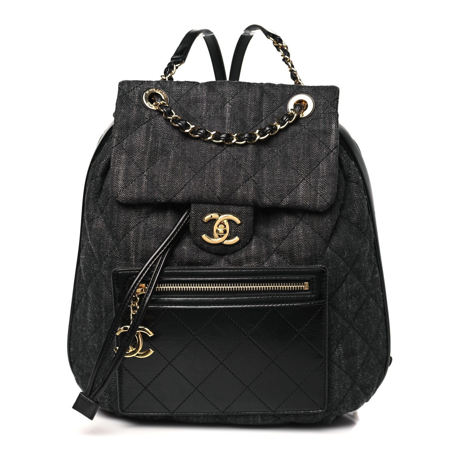 Chanel Denim Calfskin Quilted Backpack Black 1 of 10