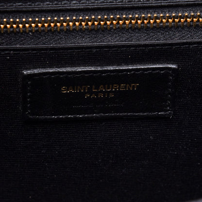 Saint Laurent Grain De Poudre Textured Mixed Matelasse Large Triquilt Monogram Satchel Black 7 of 13