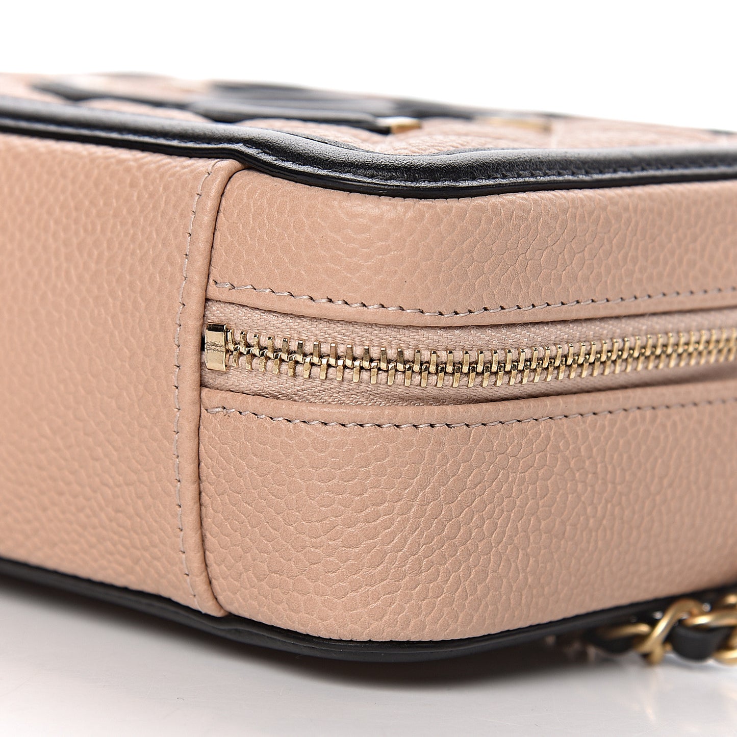 Caviar Quilted CC Filigree Vanity Clutch With Chain Beige Black