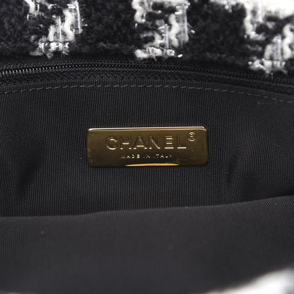 Chanel Tweed Quilted Maxi 19 Flap Black Ecru White 6 of 10