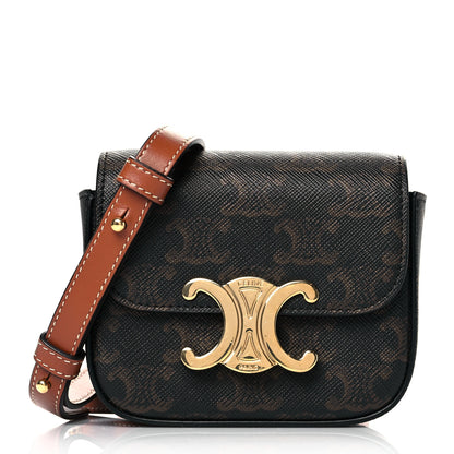 Celine Triomphe Canvas Calfskin Mini Triomphe Tan 1 of 10