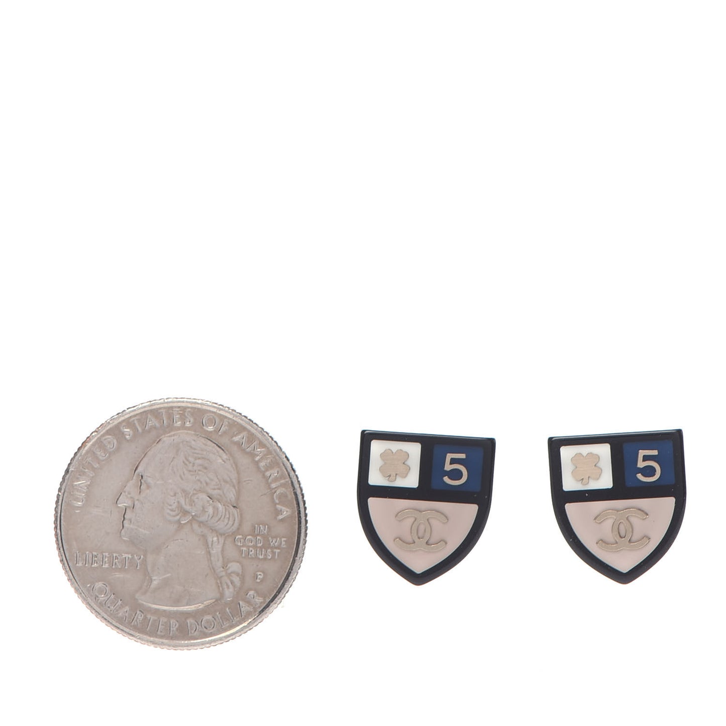 Enamel CC Shield Earrings Gold Black