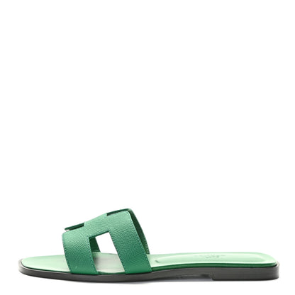 Hermes Epsom Oran Sandals 37.5 Malachite 1 of 10