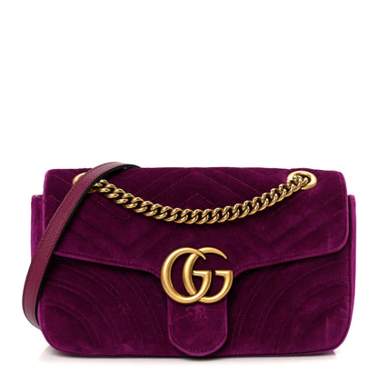 Gucci Velvet Matelasse Small GG Marmont Shoulder Bag Fuchsia Violet Cyclamen 1 of 11