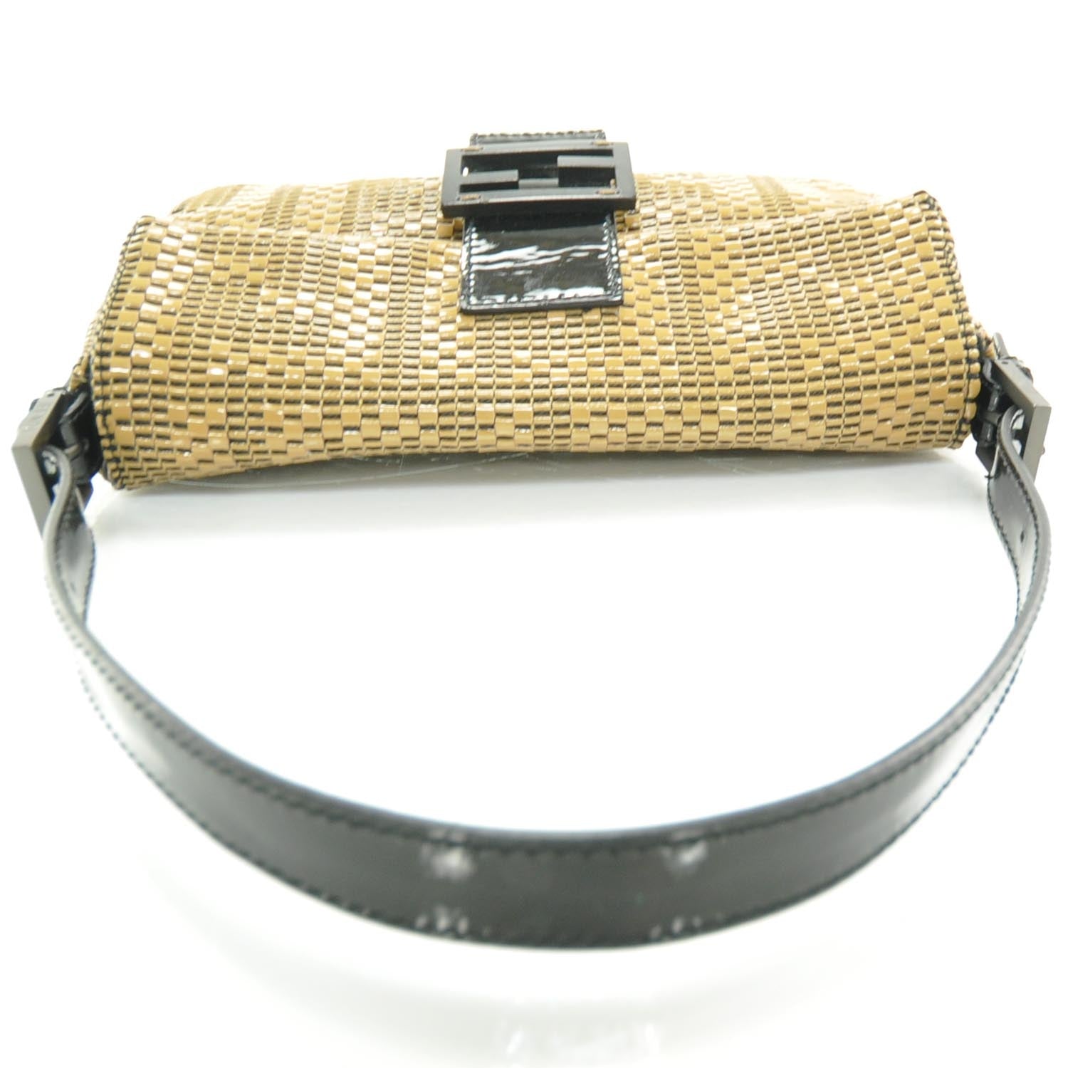 Fendi Patent Woven Baguette Natural Black 5 of 8