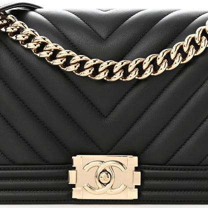 Chanel Lambskin Chevron Quilted Medium Boy Flap Black 8 of 10