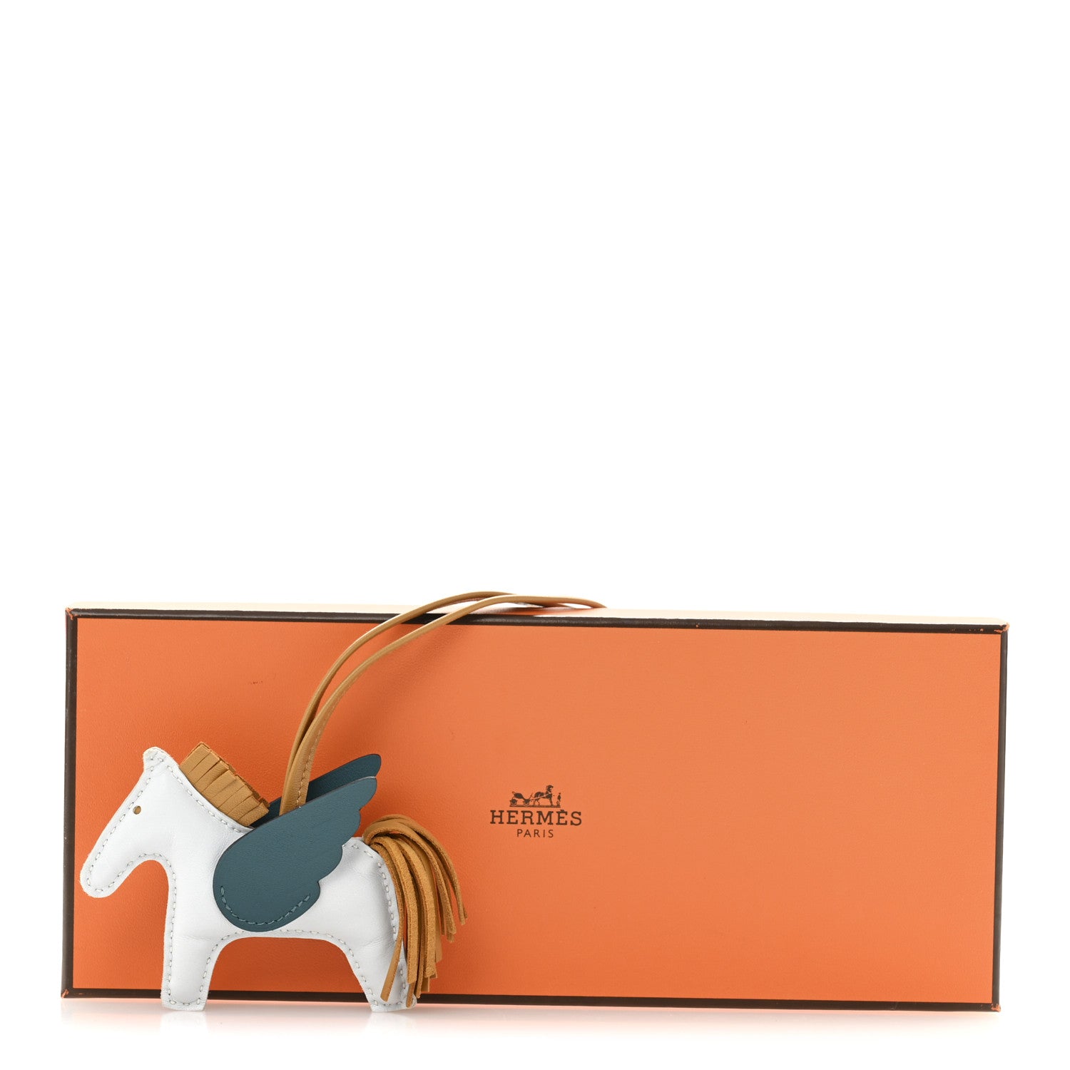 Hermes Milo Lambskin Grigri Rodeo Pegase Horse Bag Charm PM Bleu Brume Sesame Vert Bosphore 6 of 6