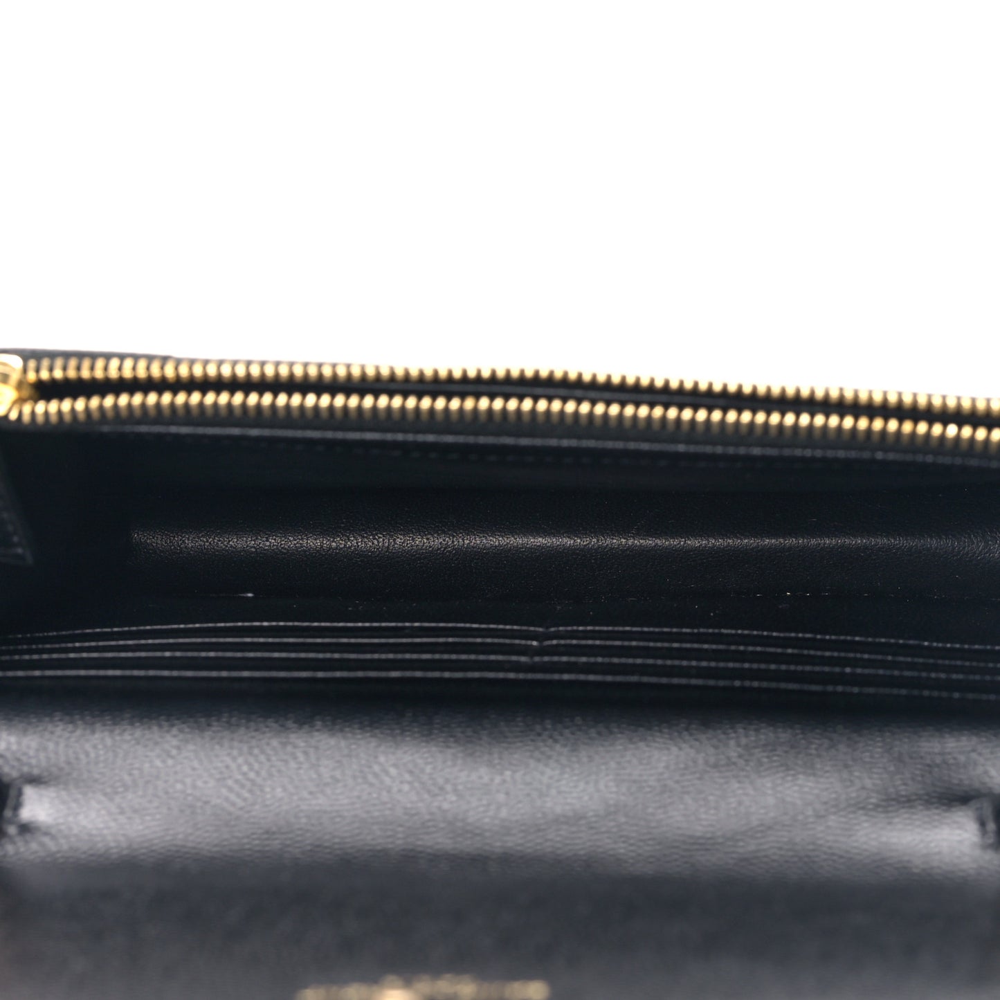 Grain De Poudre Matelasse Chevron Monogram Envelope Chain Wallet Black