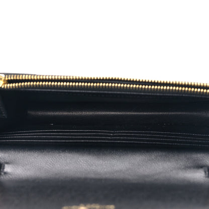 Saint Laurent Grain De Poudre Matelasse Chevron Monogram Envelope Chain Wallet Black 5 of 9