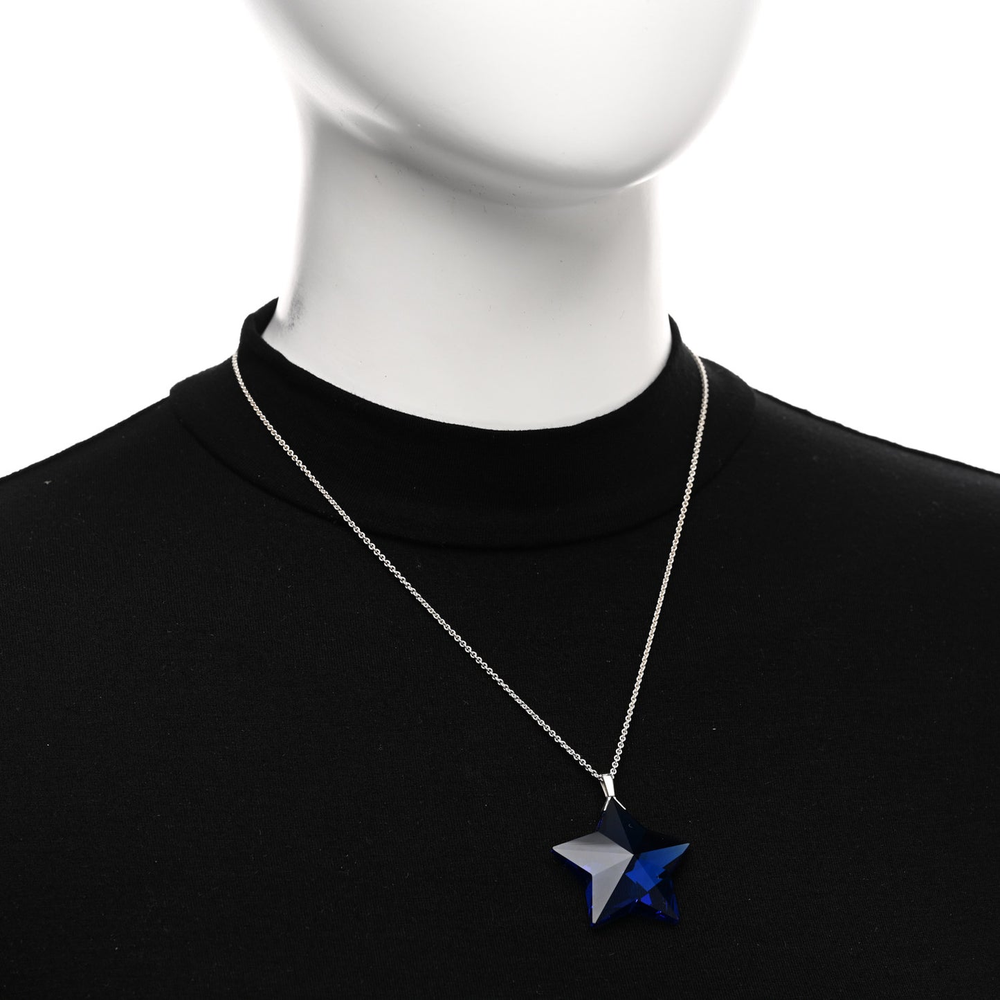 Sterling Silver Blue Crystal Star Pendant Necklace