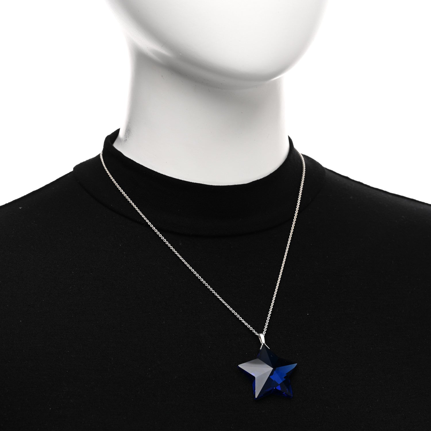 Tiffany Sterling Silver Blue Crystal Star Pendant Necklace 2 of 4