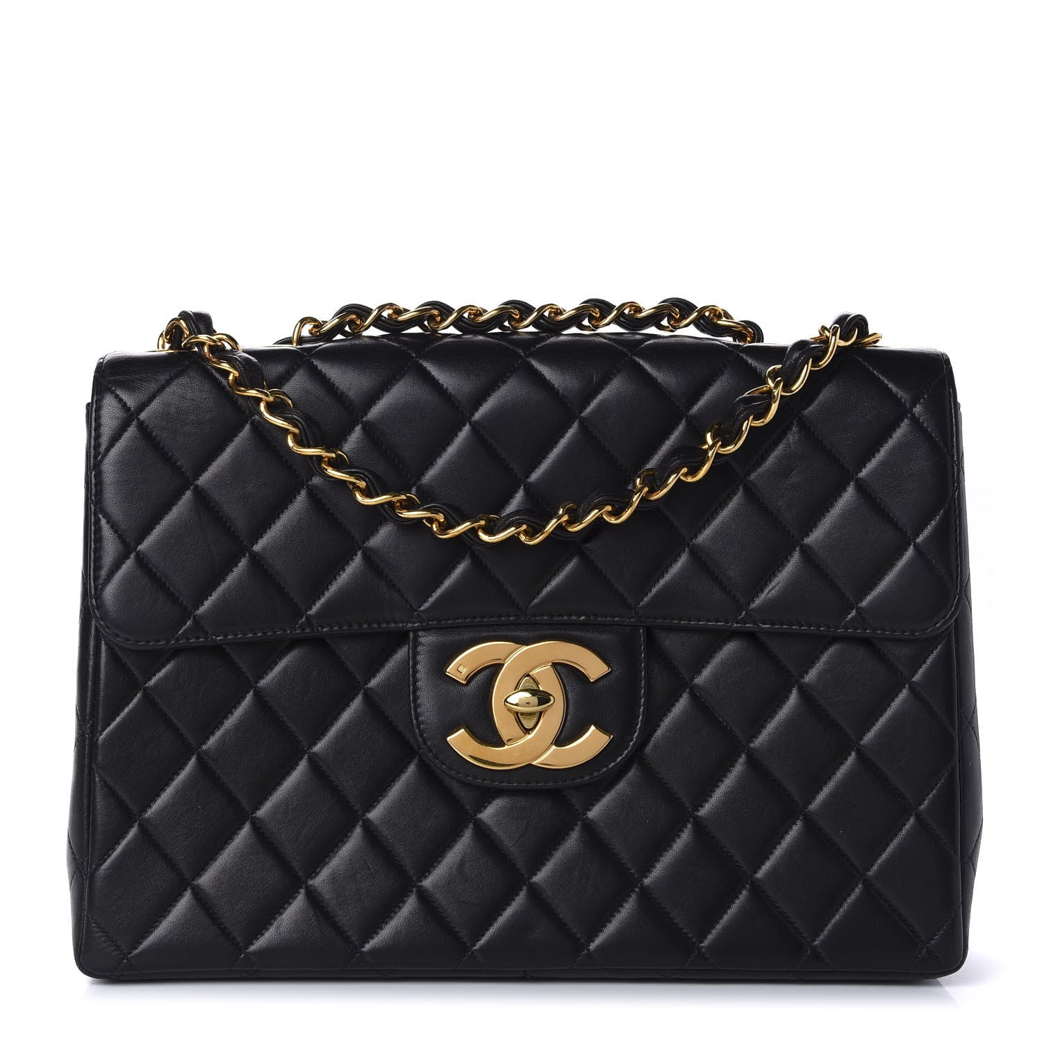 Chanel Lambskin Quilted XL Jumbo Single Flap Black 1 of 12