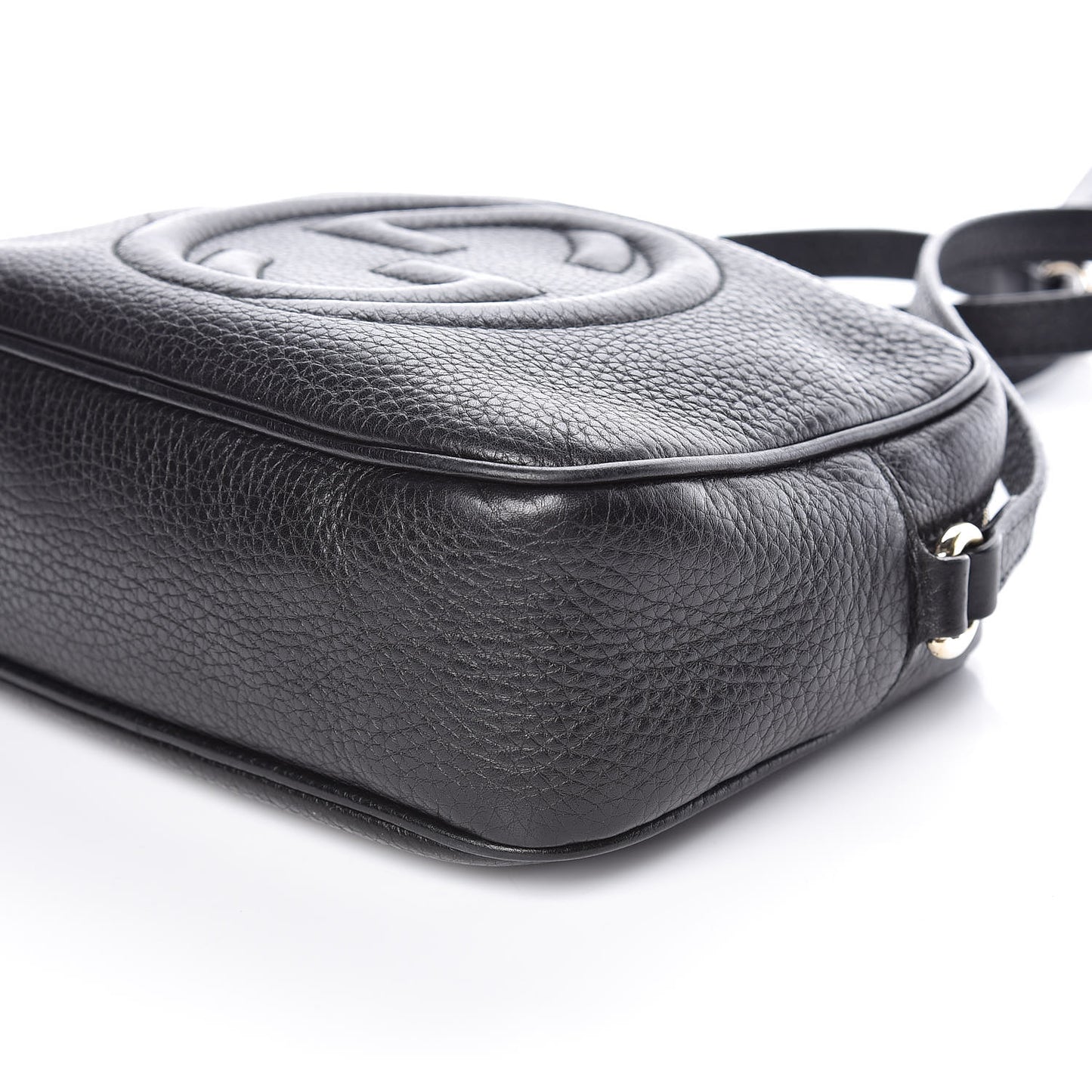 Pebbled Calfskin Small Soho Disco Bag Black