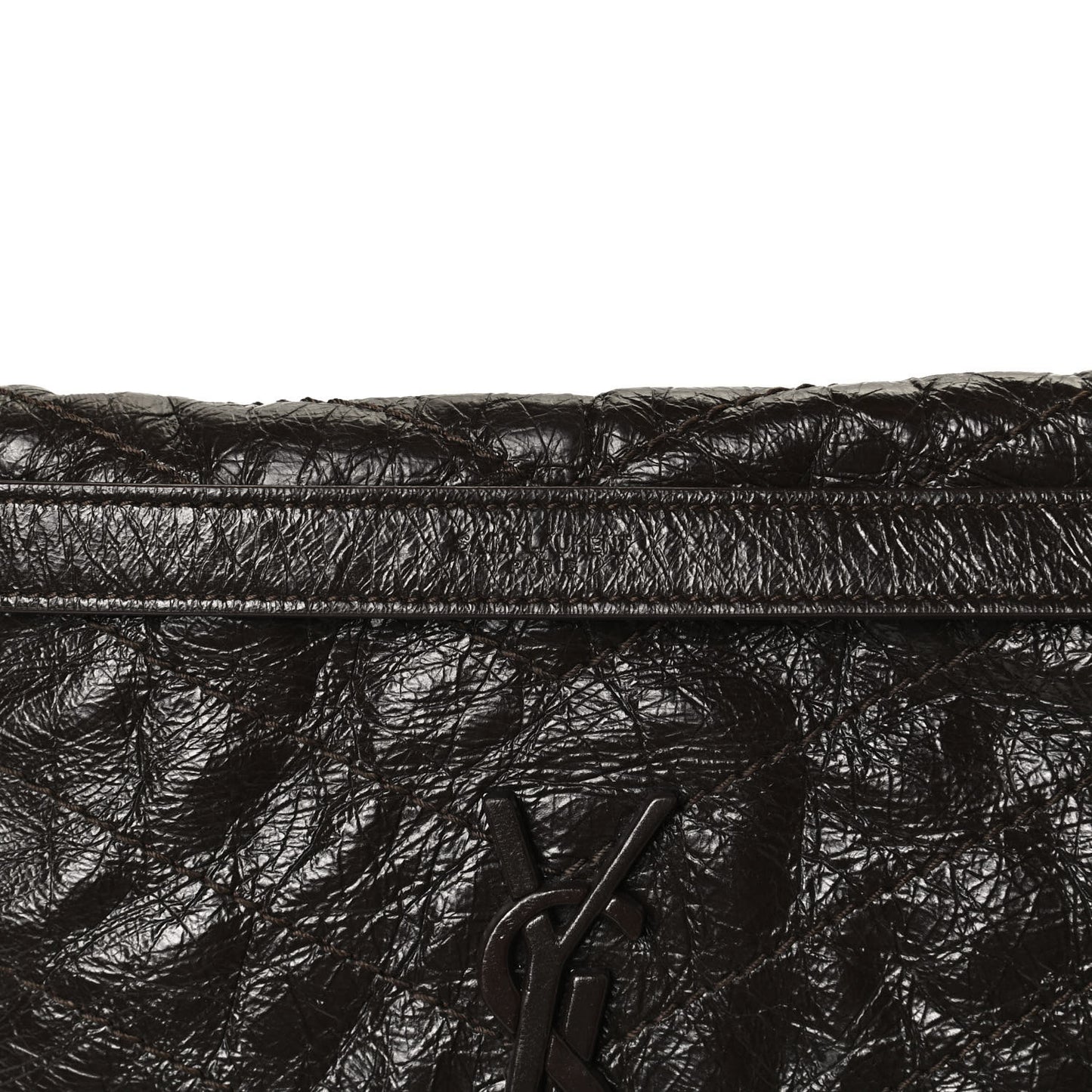 Crinkled Calfskin Matelasse Monogram Medium Niki Chain Satchel Western Moka