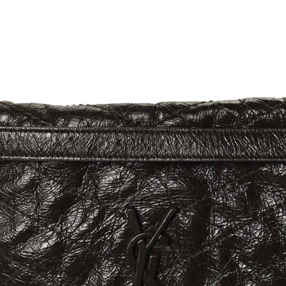Saint Laurent Crinkled Calfskin Matelasse Monogram Medium Niki Chain Satchel Western Moka 8 of 13