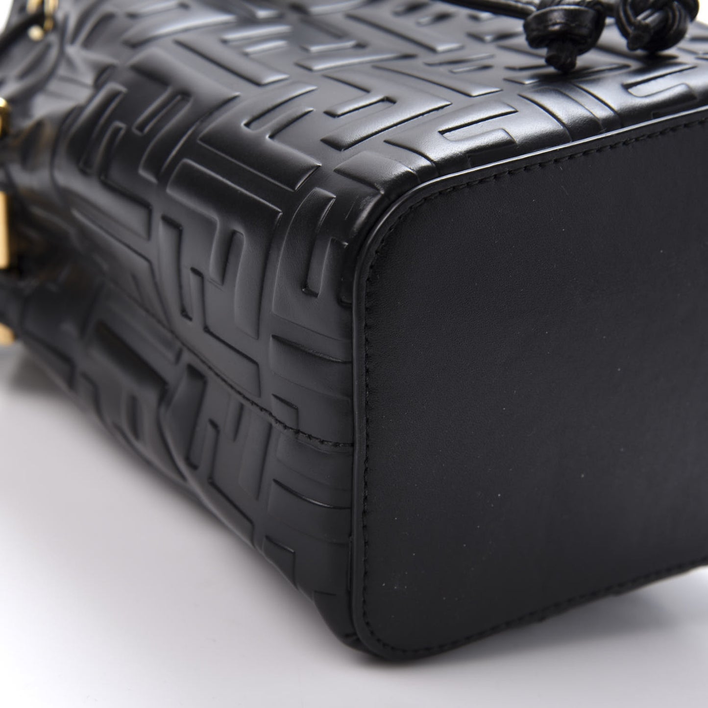 Vitello Liberty F is Fendi FF 1974 Embossed Mini Mon Tresor Bucket Bag Black