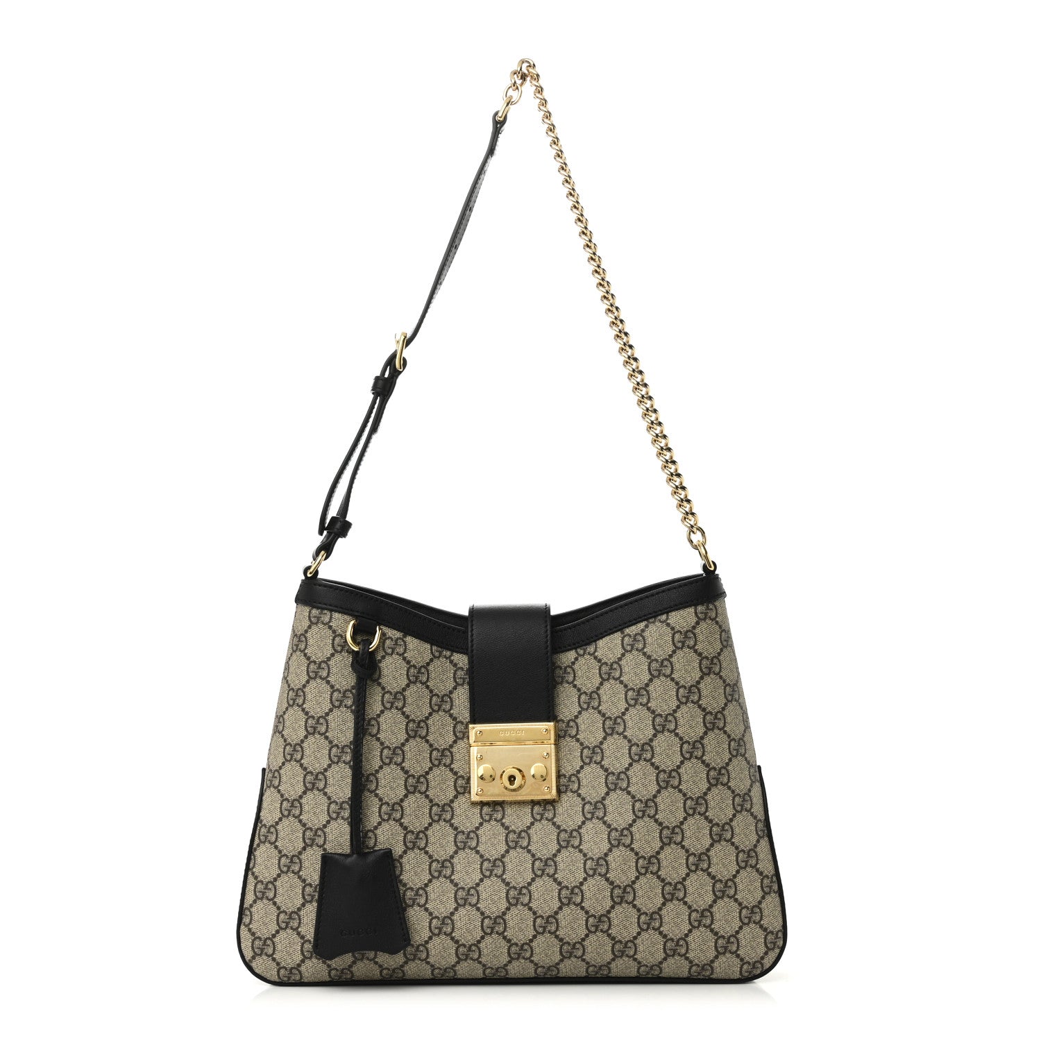 Gucci GG Supreme Monogram Medium Padlock Shoulder Bag Black 1 of 11