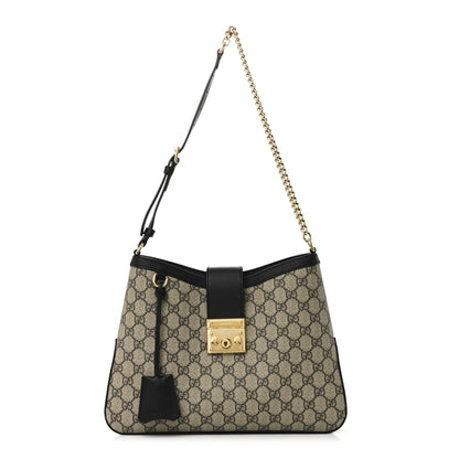 Gucci GG Supreme Monogram Medium Padlock Shoulder Bag Black 1 of 11