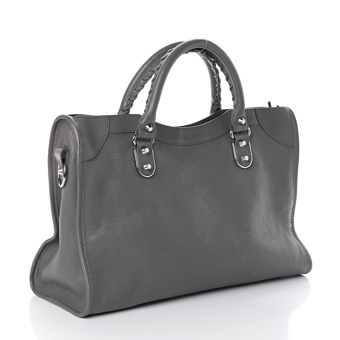 Chevre Silver Metallic Edge Hardware City Gris Acier