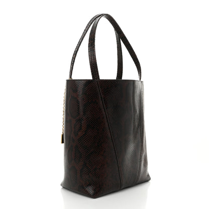 Chloe Goatskin Snakeskin Embossed Spin Tote Sooty Brown 3 of 10
