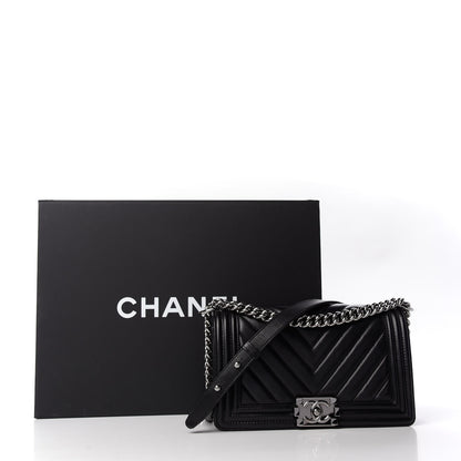 Chanel Lambskin Chevron Quilted Medium Boy Flap Black 10 of 10