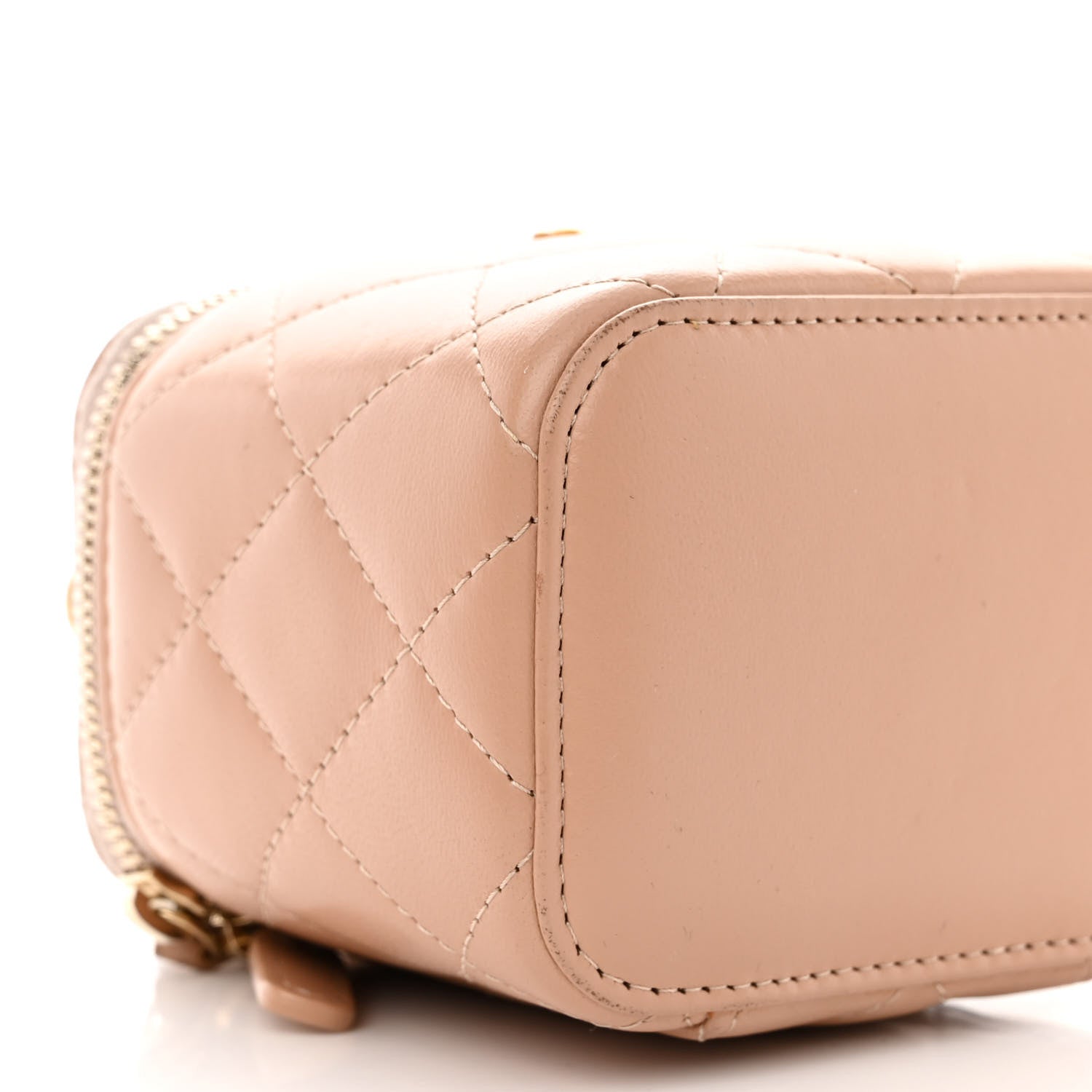Chanel Lambskin Quilted Top Handle Mini Vanity Case With Chain Beige 9 of 12