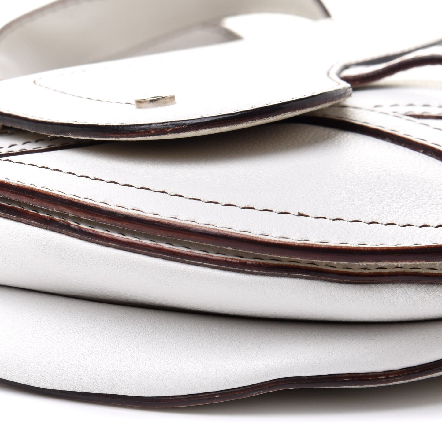 Grained Calfskin Saddle Pouch White