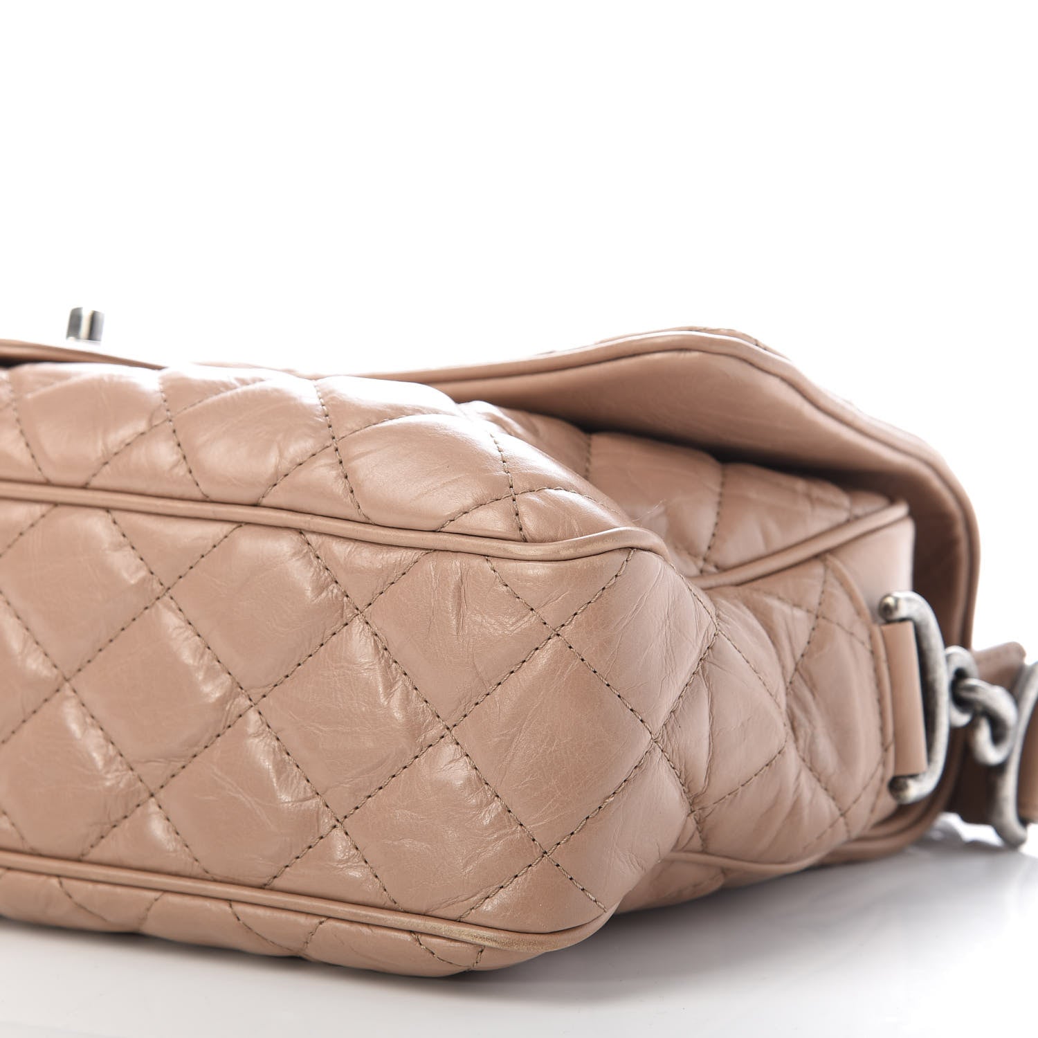 Chanel Aged Calfskin Quilted Medium Chain Detail Flap Light Brown 7 of 10