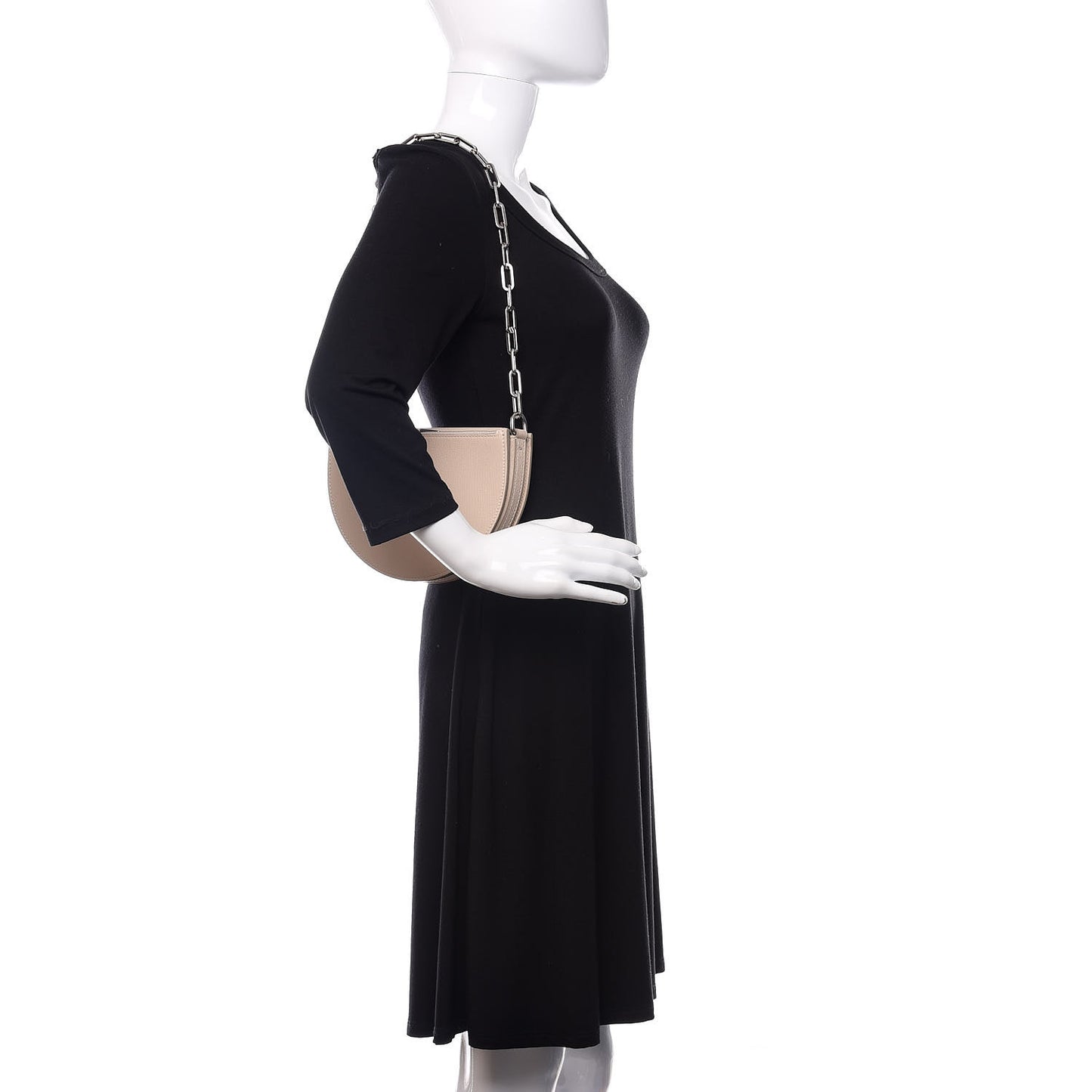 Goatskin Pecan Chain Shoulder Bag Limestone