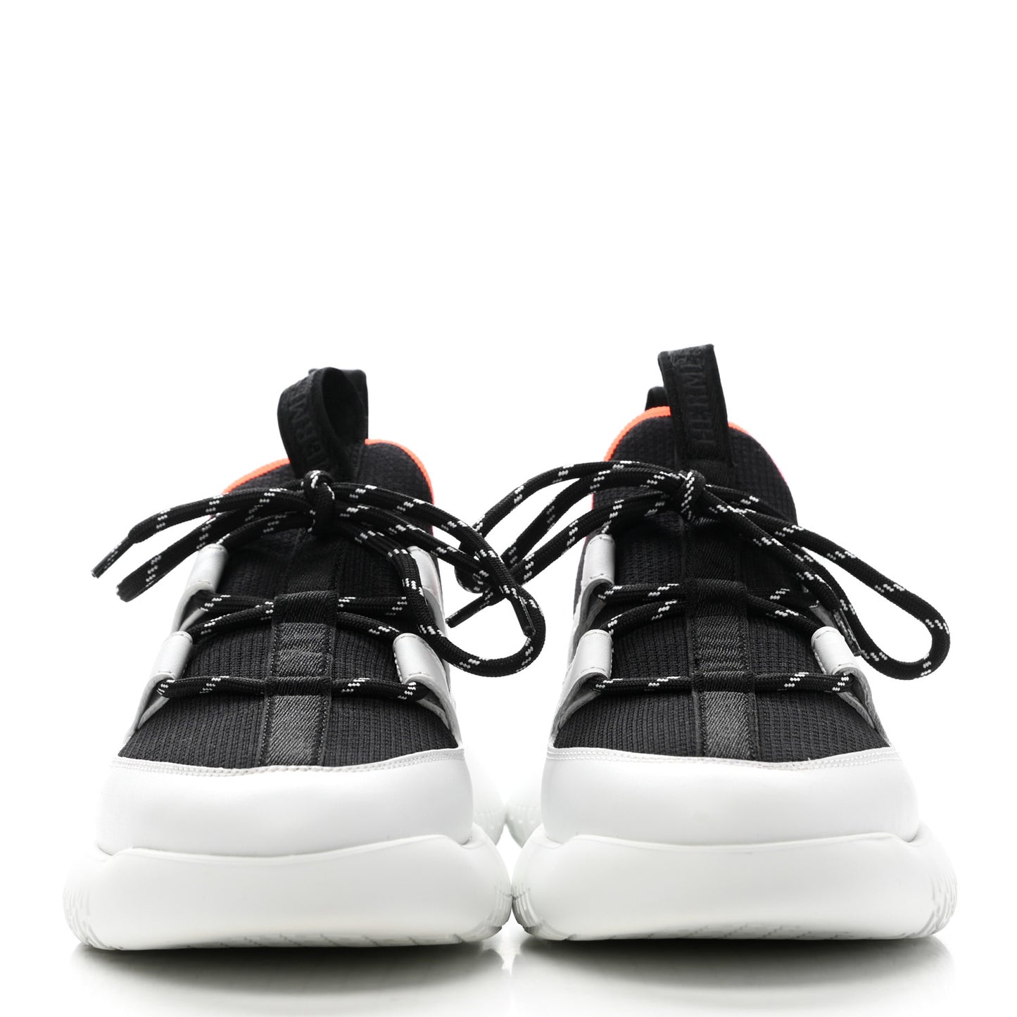 Technical Canvas Calfskin Womens Duel Sneakers 36 White Black