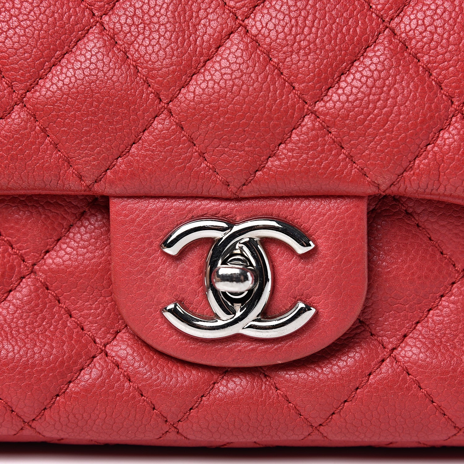 Chanel Washed Caviar Quilted Medium Double Flap Red 10 of 14