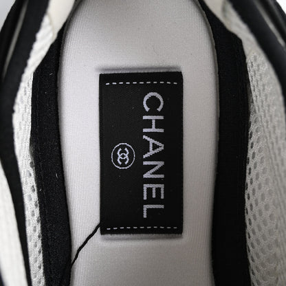 Chanel Suede Calfskin Mixed Fibers CC Sneakers 40 Ivory Green Light Blue 7 of 15