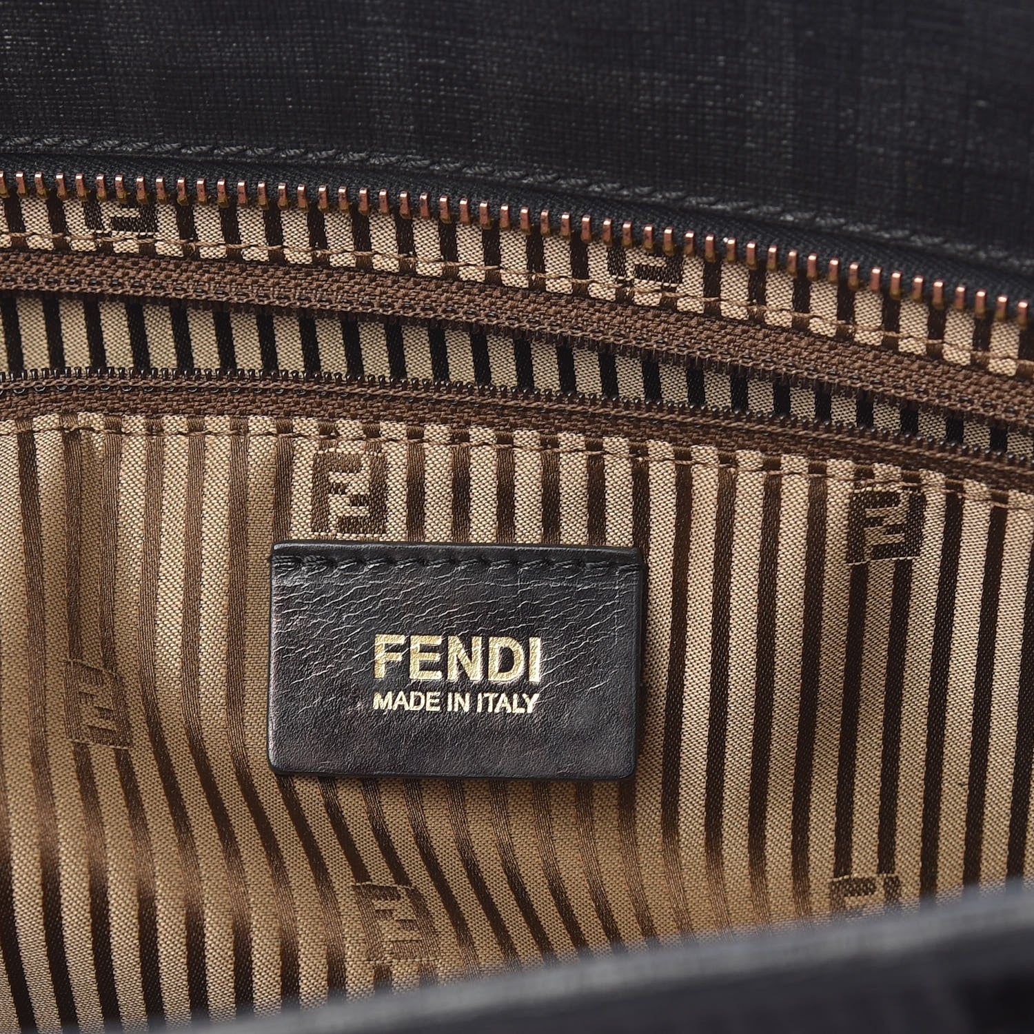 Fendi Zucca Lampo Medium Roll Tote Black Oro Rosa 6 of 10