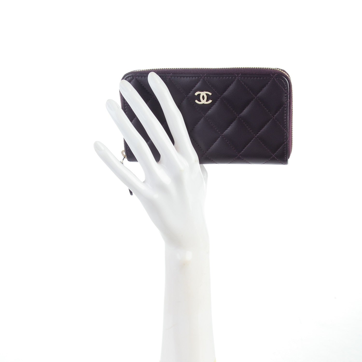 Chanel Lambskin Quilted Small Zip Around Wallet Purple 2 of 8