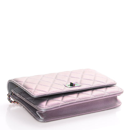 Chanel Iridescent Lambskin Quilted Reissue Wallet On Chain WOC Light Purple 4 of 9