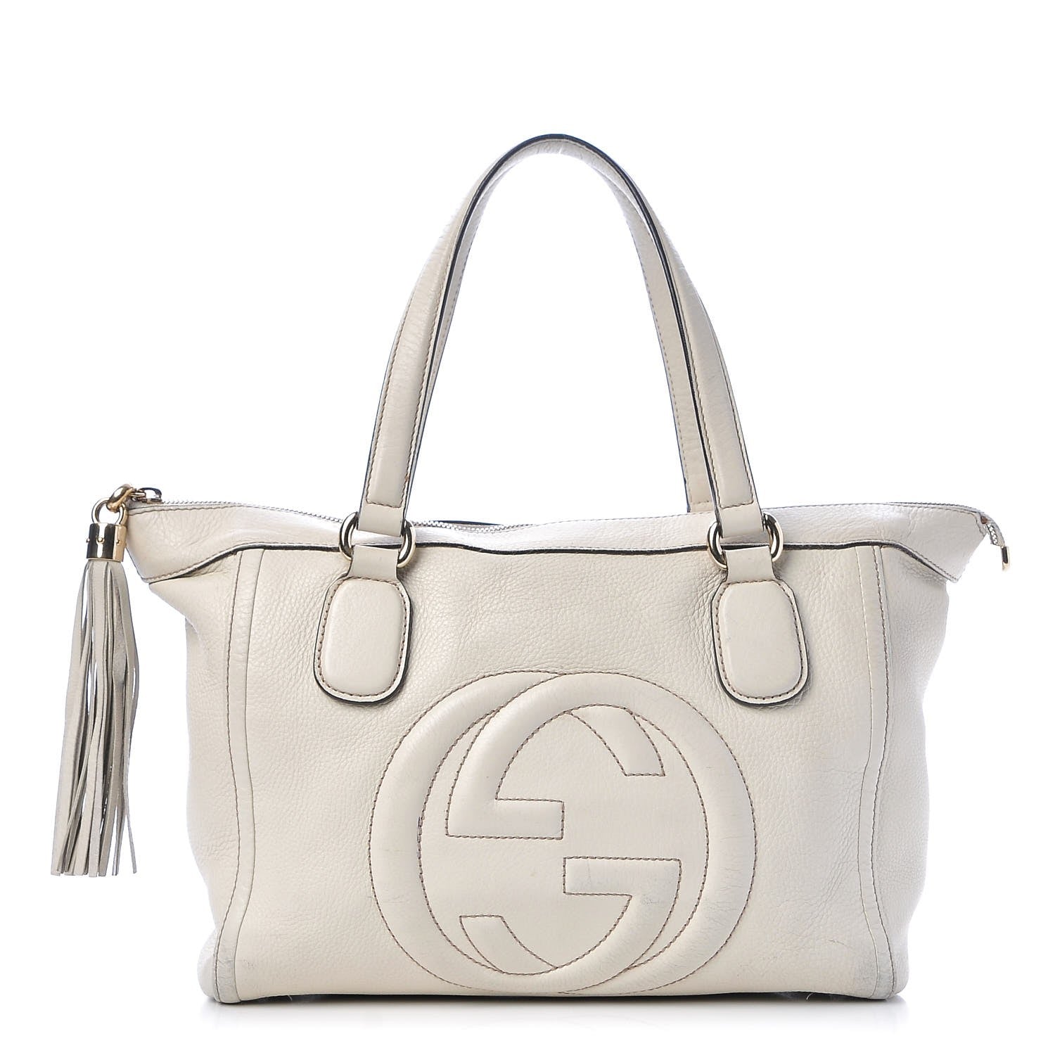 Gucci Pebbled Calfskin Small Soho Top Handle Bag Off White 1 of 11