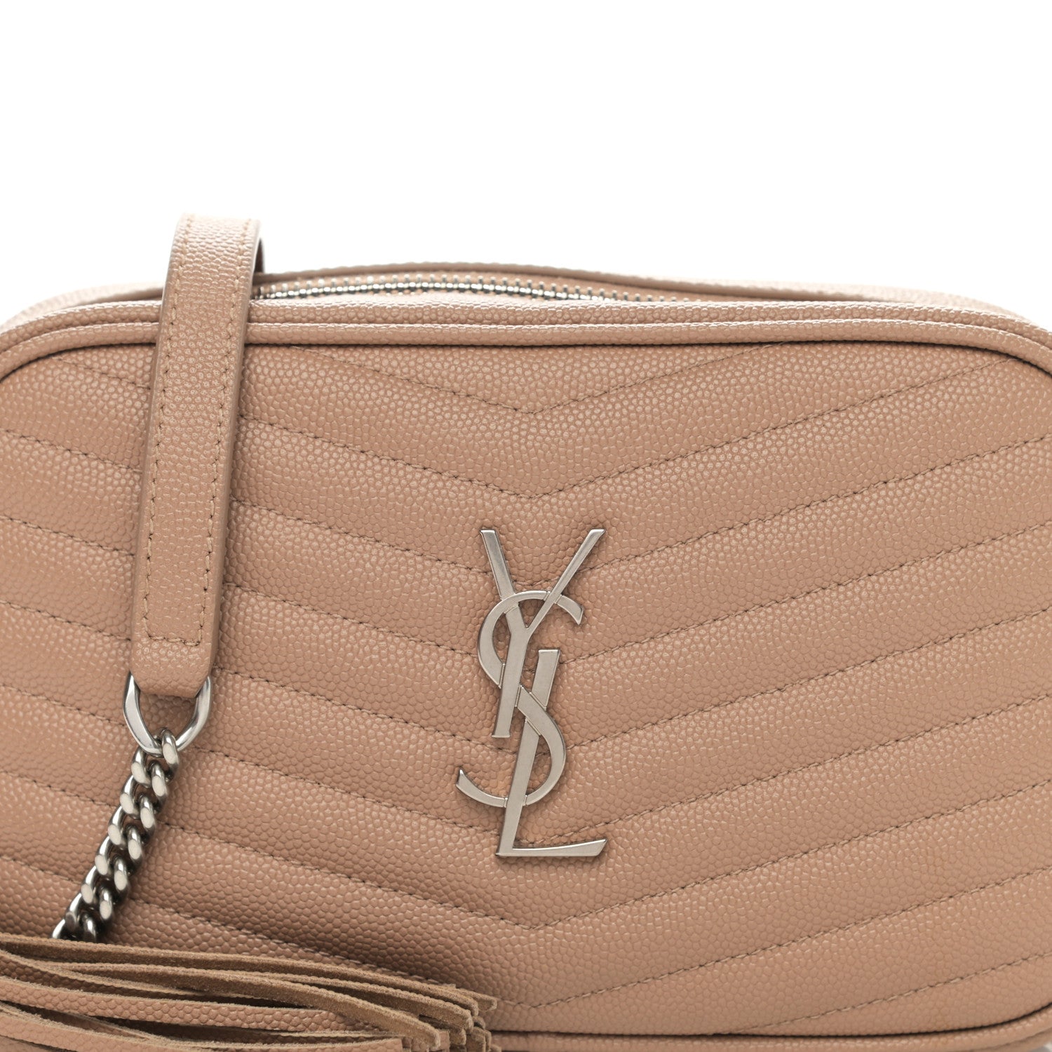 Saint Laurent Grain De Poudre Matelasse Monogram Mini Lou Camera Bag Dark Beige 8 of 10